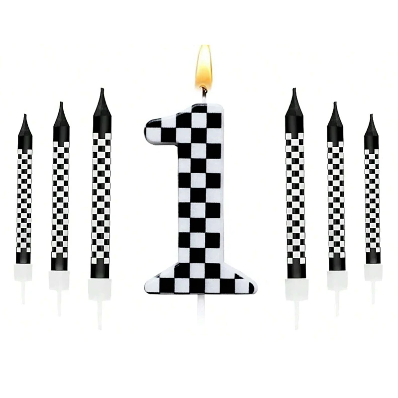 7Pcs Pixel Miner Birthday Cake Candles Topper for Pixel Theme Party Anniversary Party Video Game Party Supplies for Boys Girls