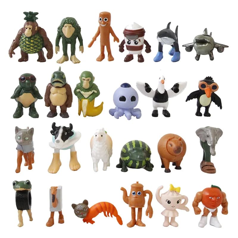 24PCS Funny Mini Figures Italian Brainrot Set Tung Tung Tung Sahur Tralalero Tralala Ornaments Figurine Action Figure Toys Gifts