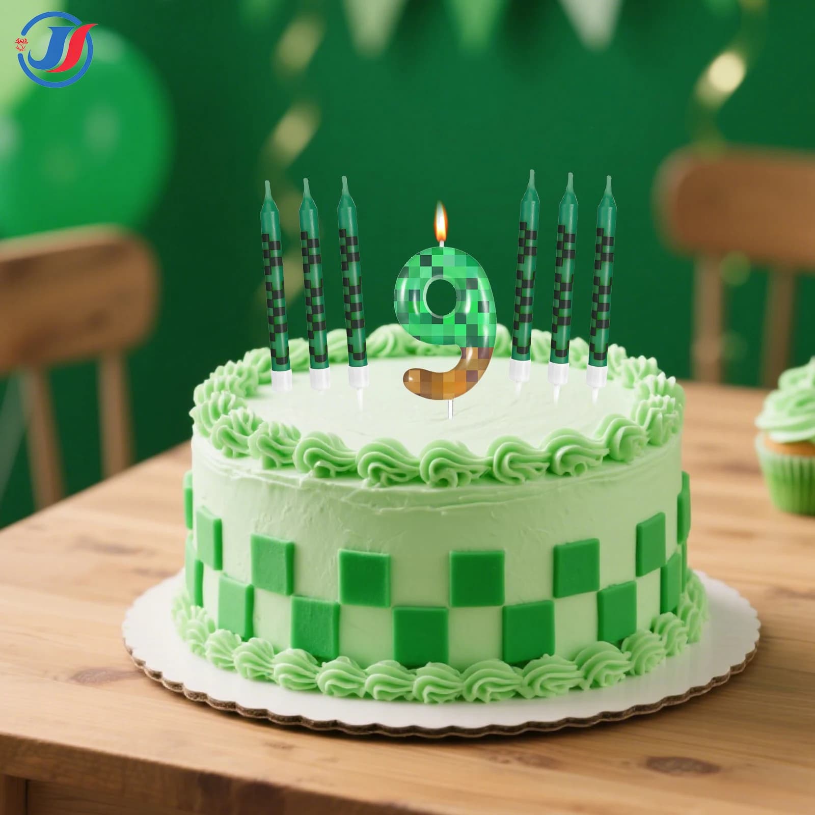 7Pcs Pixel Miner Birthday Cake Candles Topper for Pixel Theme Party Anniversary Party Video Game Party Supplies for Boys Girls