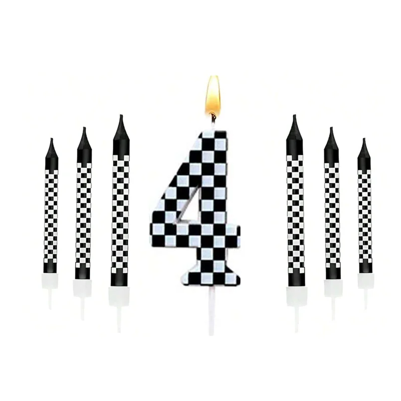 7Pcs Pixel Miner Birthday Cake Candles Topper for Pixel Theme Party Anniversary Party Video Game Party Supplies for Boys Girls