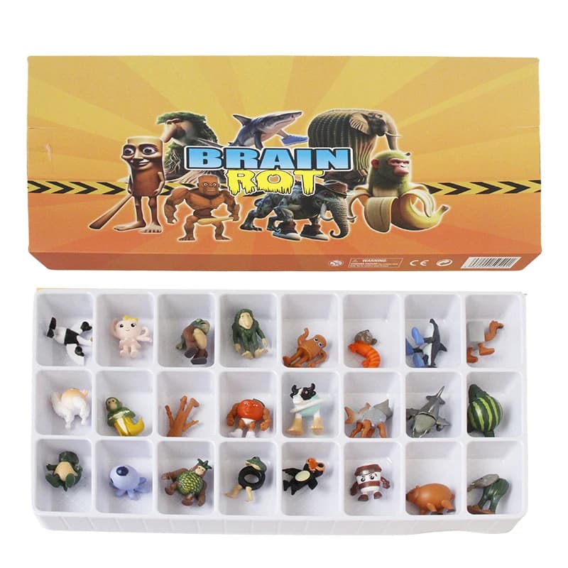 24PCS Funny Mini Figures Italian Brainrot Set Tung Tung Tung Sahur Tralalero Tralala Ornaments Figurine Action Figure Toys Gifts