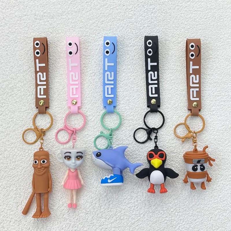 Tralalero Tralala Animals Keychains Anime Tung Tung Sahur Brainrot Car Keys Ring Action Figures Toy Keychains Bags Pendant